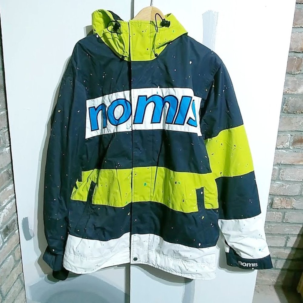 Nomis Tony Shell Snowboard Jacket hooded men's L - black green speckled